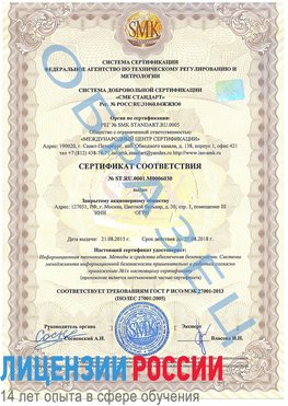 Образец сертификата соответствия Балабаново Сертификат ISO 27001